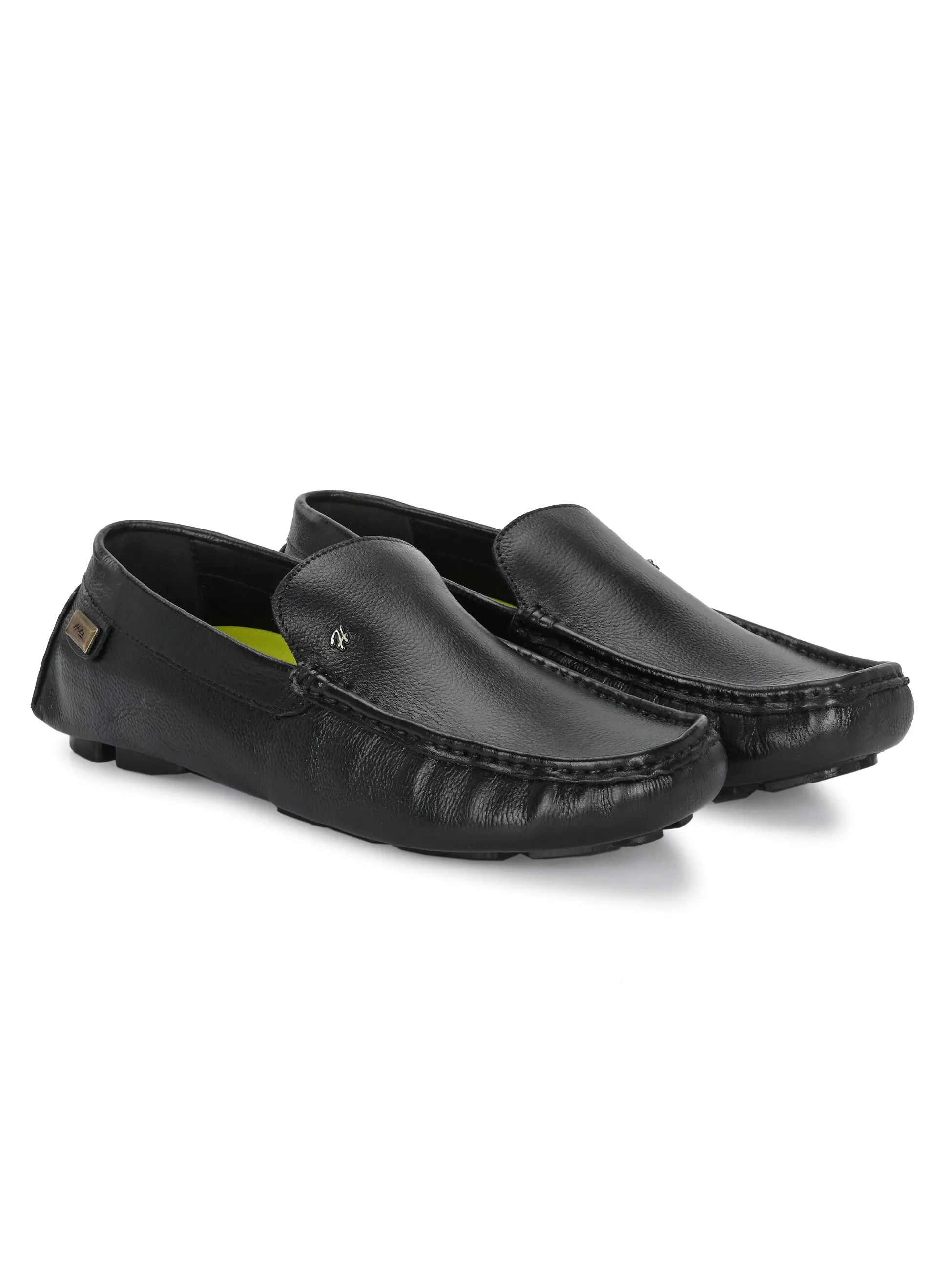 Hitz Men's Black Leather Casual loafers