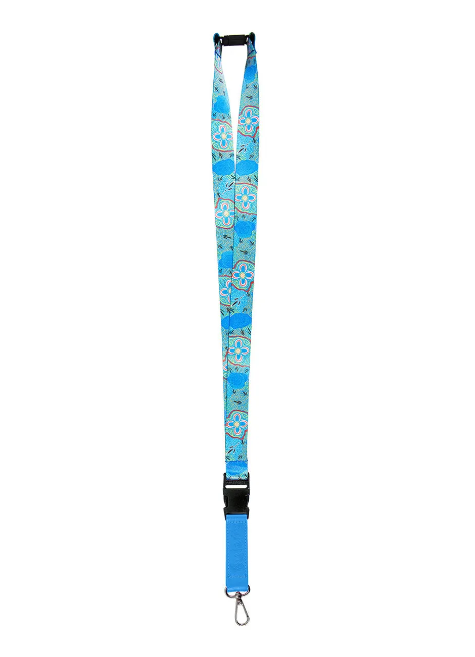 Lanyard With PU Leather Strap - Bush Tucker Gathering By Glenny Naden