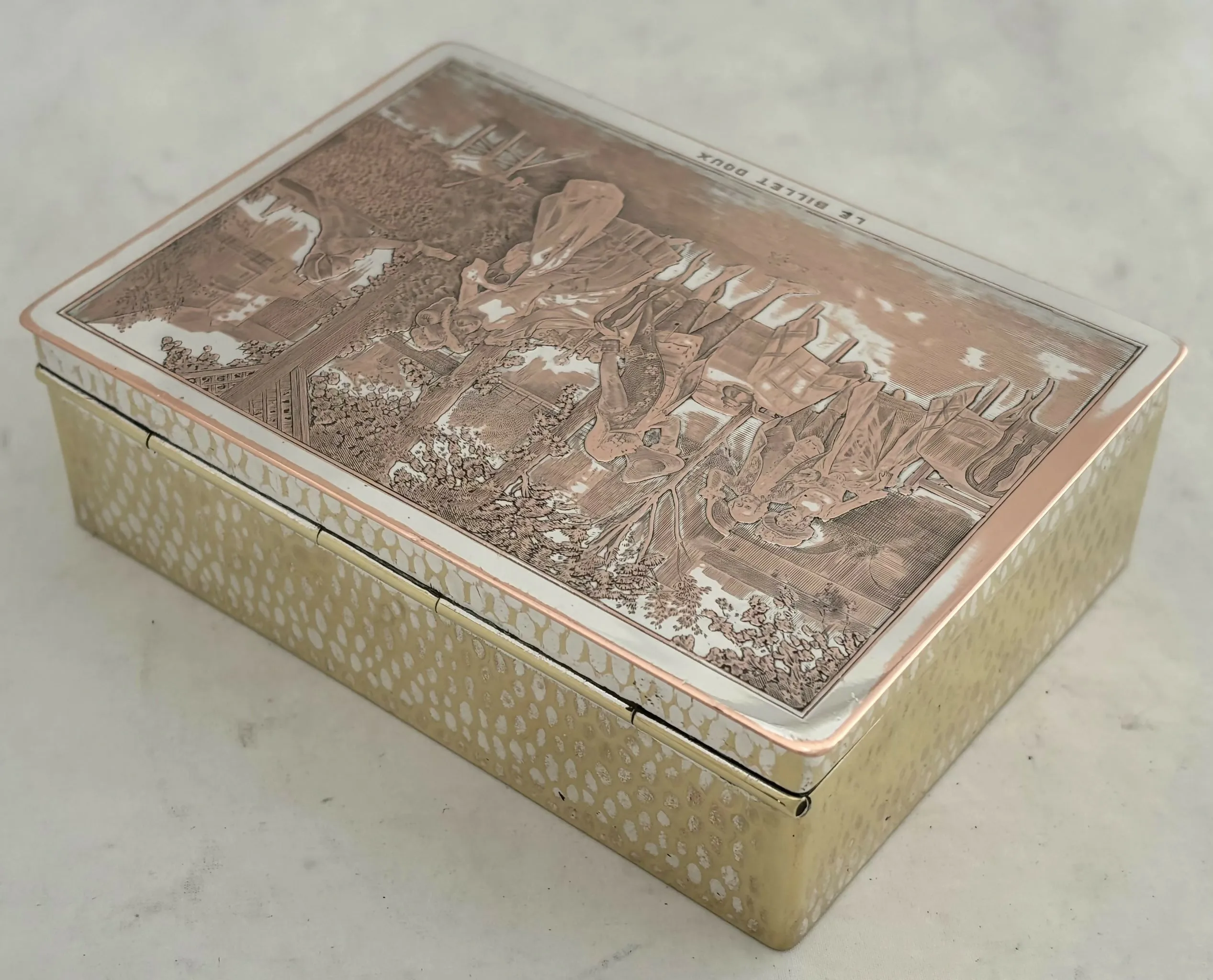 'Le Billet Doux' French Silver Plated Box, Engraved by Girard, after Alonso-Perez.