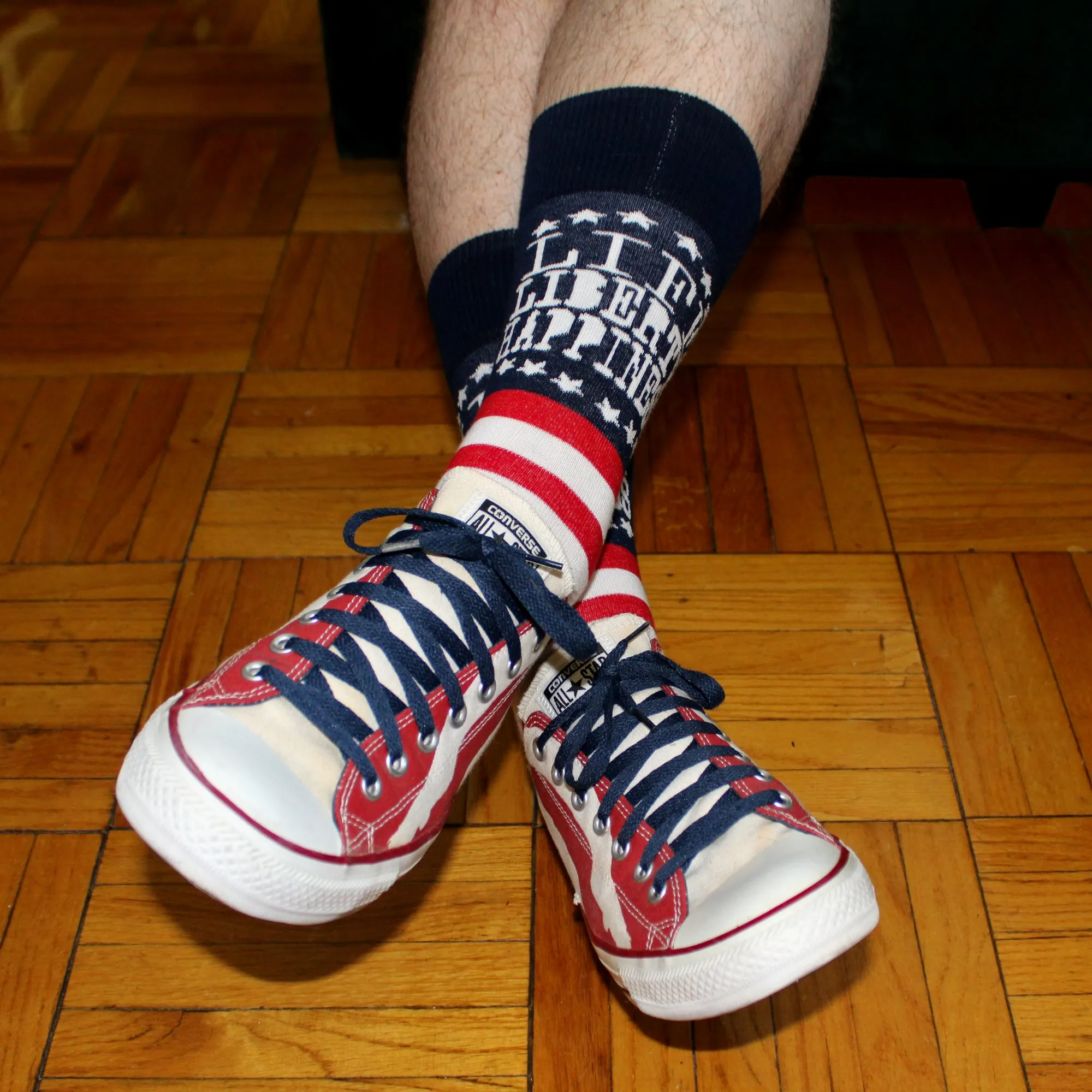 Life Liberty Happiness Patriotic Crew Socks