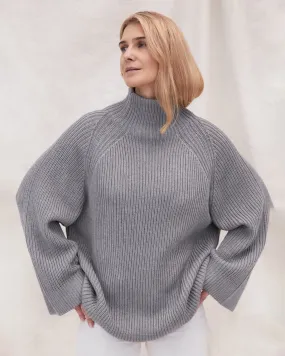 Milda: Grey Merino Wool Sweater