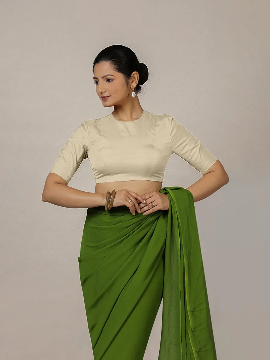 Myra x Rozaana | Cream Backless Saree Blouse w/ FlexiFit™