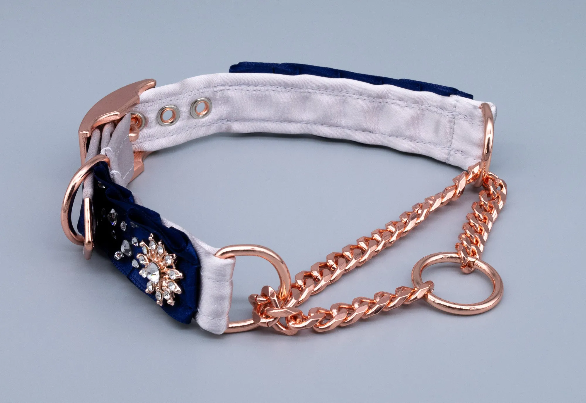 Navy & Dusty Lilac Luxury Martingale Collar