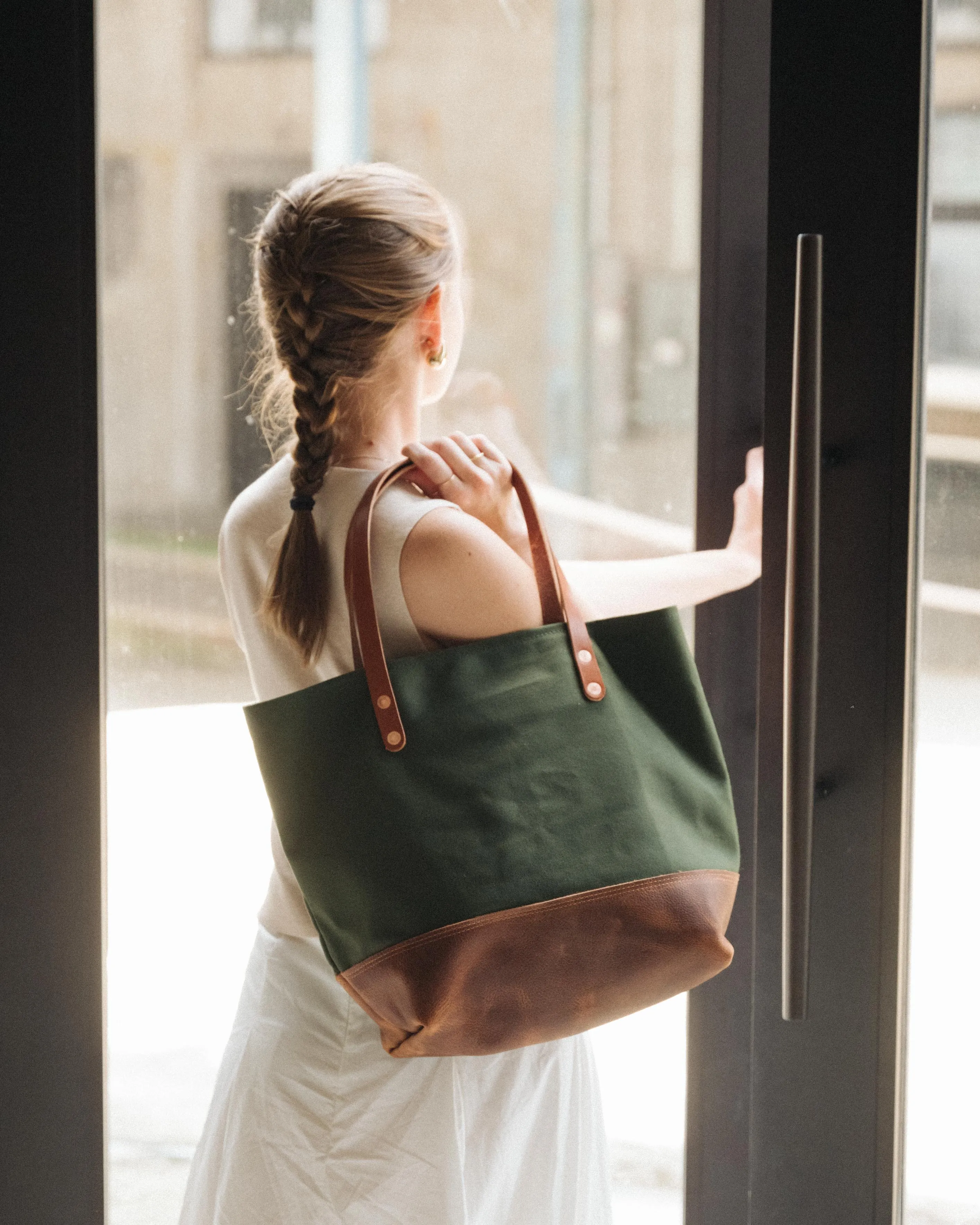 Navy Canvas Panel Tote