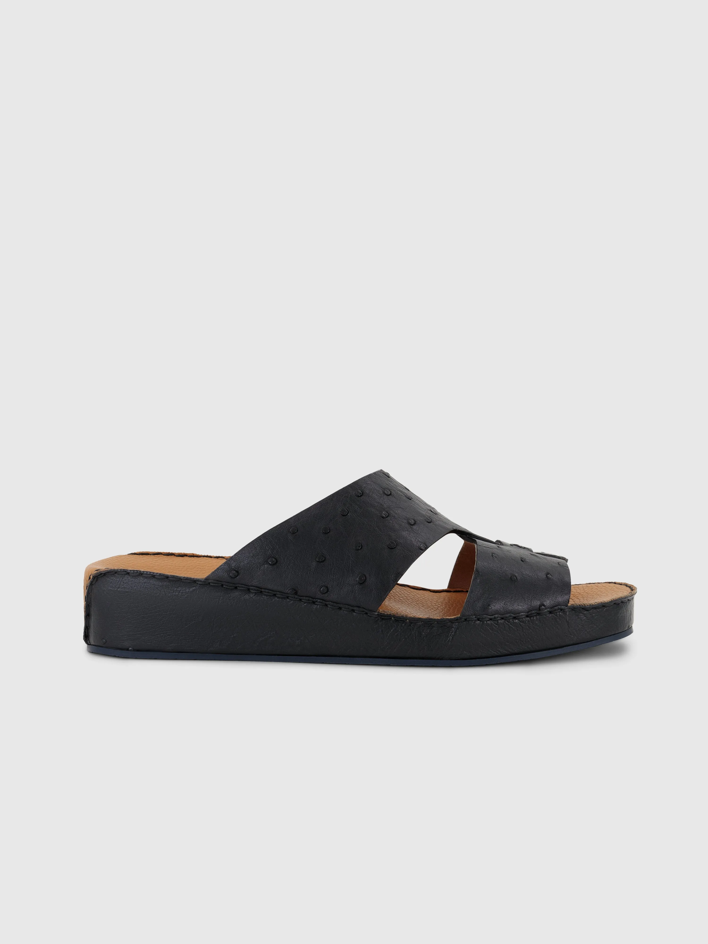 Ostrich Skin Sandals Black