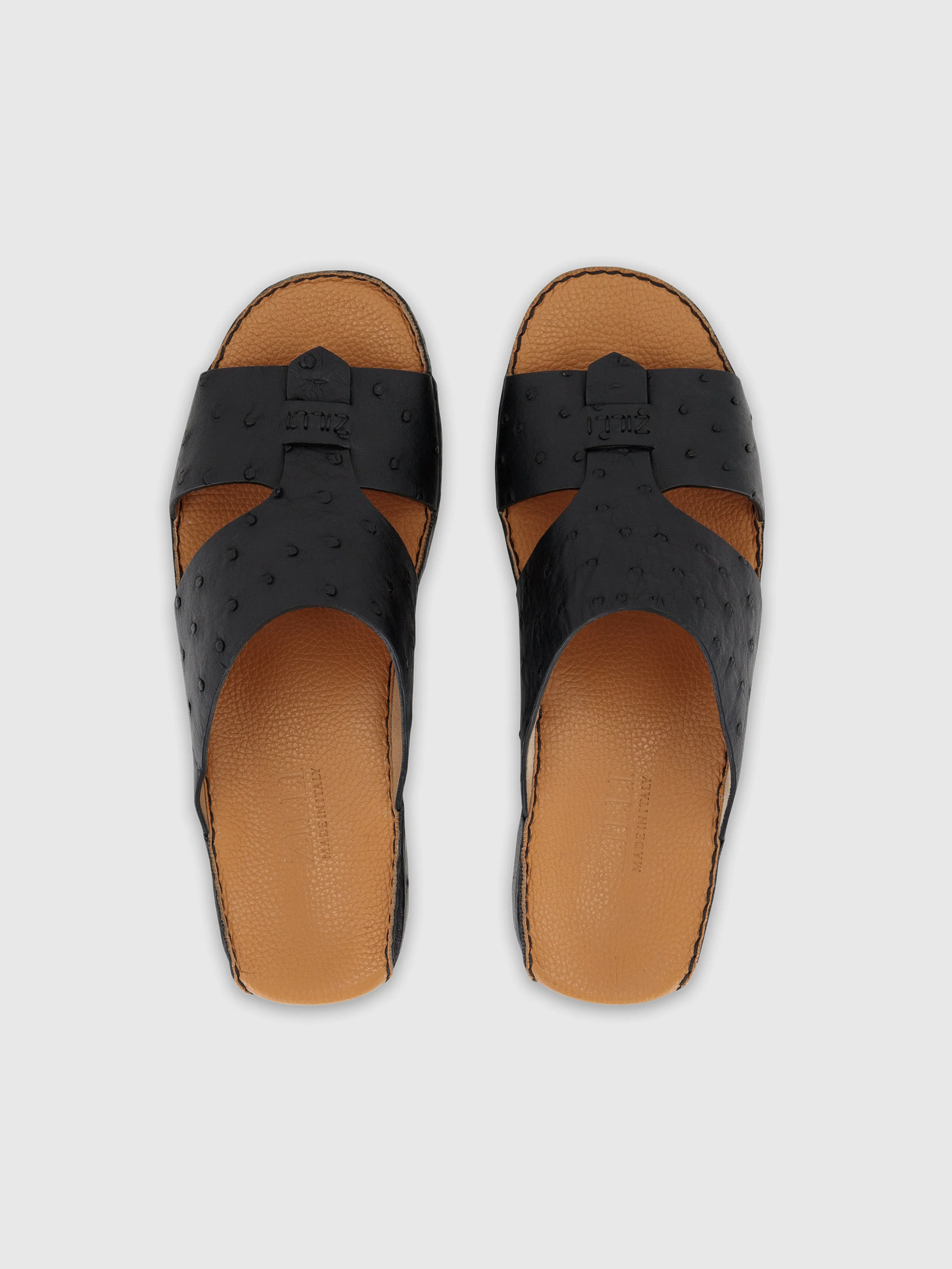 Ostrich Skin Sandals Black