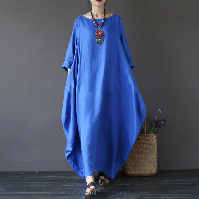 Plus Size Linen Bohemian Summer Dress, Boho Dress For Women