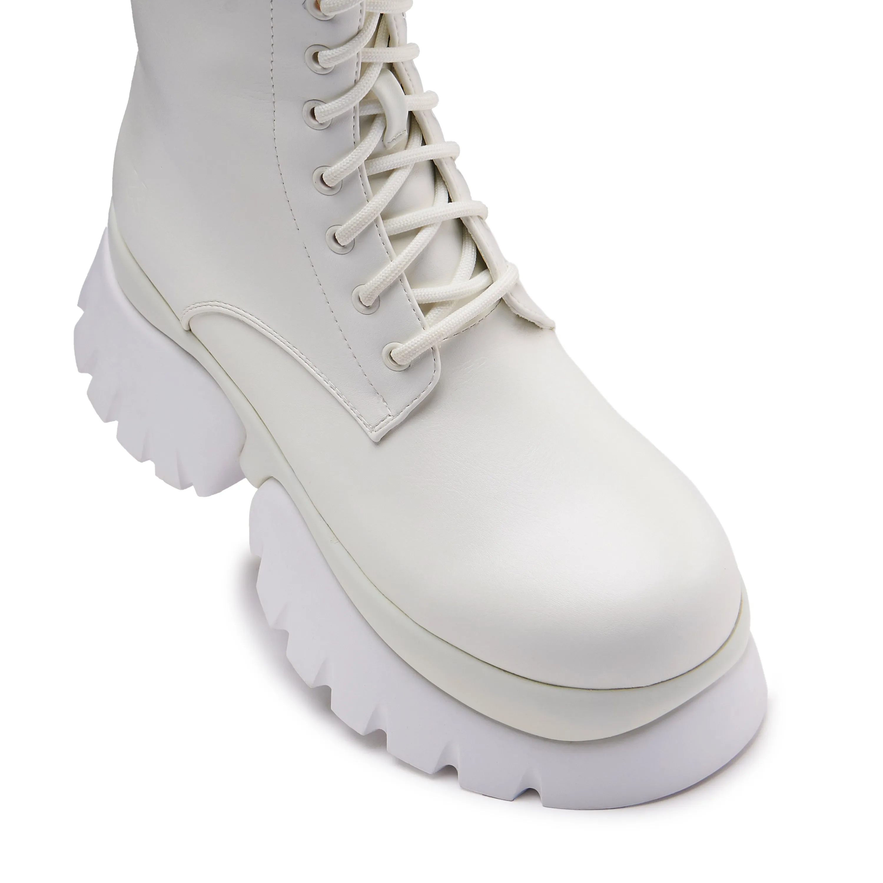 Rancor Lace Up Monster Platform Boots - White