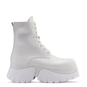 Rancor Lace Up Monster Platform Boots - White