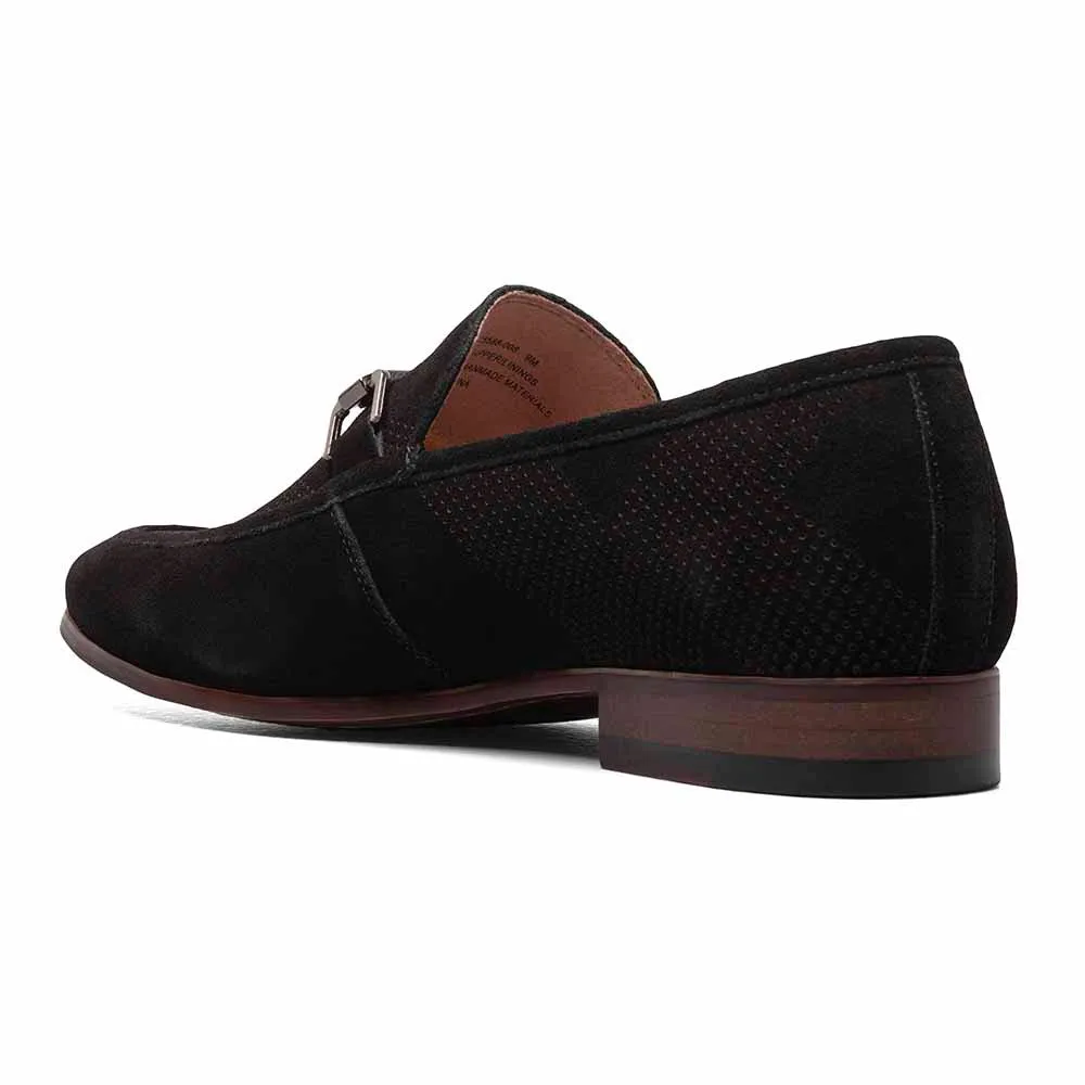 Stacy Adams Black Suede WYDELL Moc Toe Bit Slip On