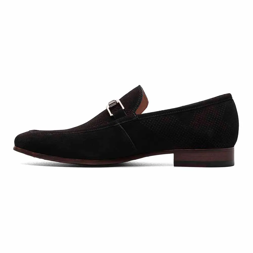 Stacy Adams Black Suede WYDELL Moc Toe Bit Slip On