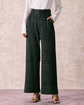 The Grey High Waisted Plaid Wide Leg Pants