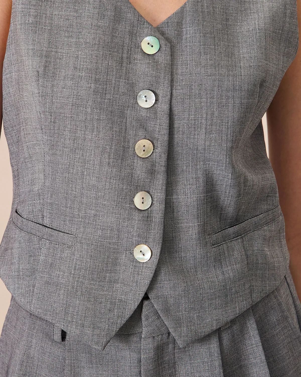 The Grey V-Neck Button Vest