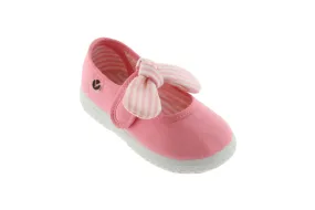 Victoria - Velcro Canvas MaryJane in Flamingo