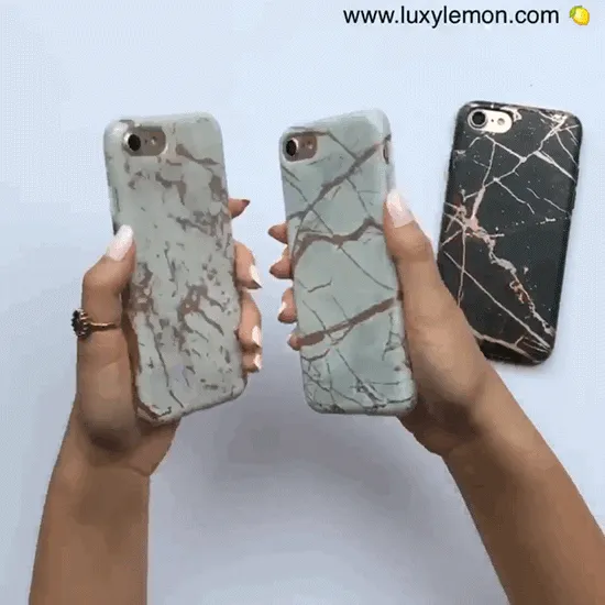 White & Rose Gold Metallic Brushed Marble Case