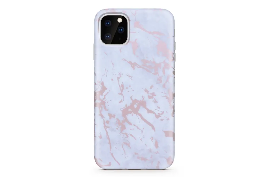 White & Rose Gold Metallic Brushed Marble Case