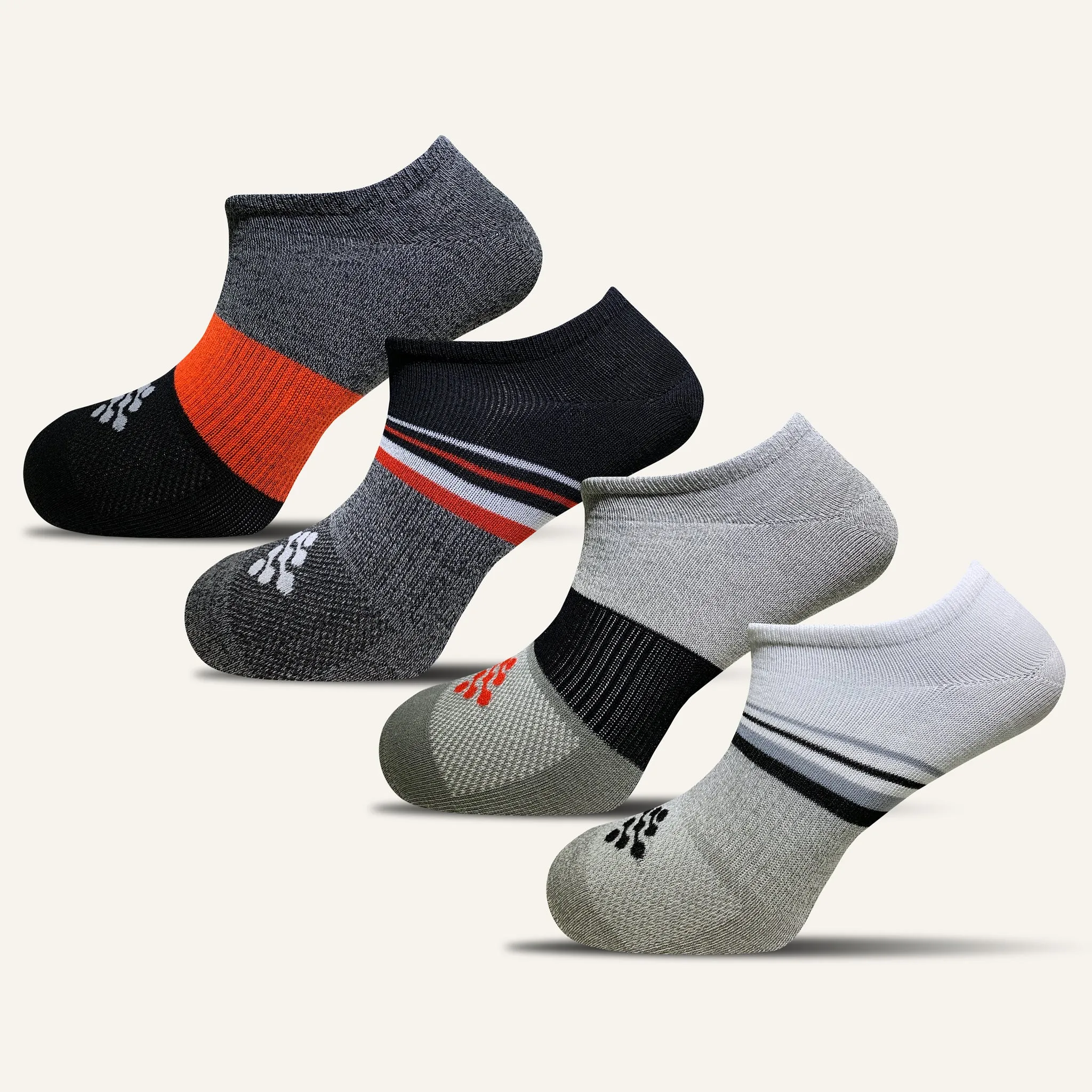 Women's Striped Athletic Ultra Light Liner Socks- 4 Pair